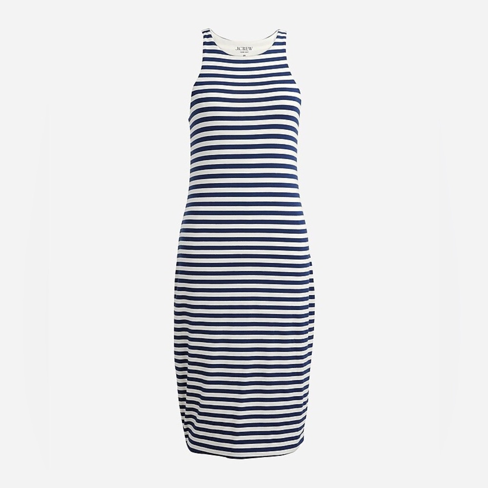 J. Crew NWT Women's FormKnit High Neck Cutaway Dress Blue Stripe- Size XL